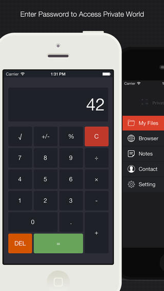 Private Calculator enter password to access private world