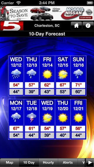 WCSC Live 5 Weather screenshot 10 days weather forecast