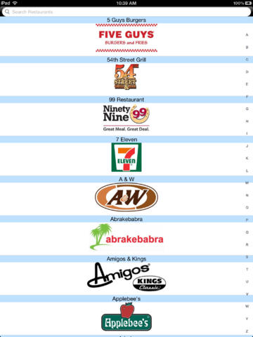 Restaurant Fast Food Nutrition Menu Calories Counter screenshot 1