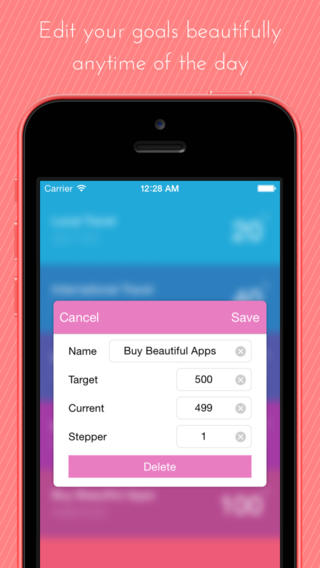 Easily delete, add, and edit your goals